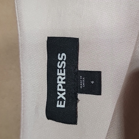 Express Size 4 Bone Colored High Waisted Satin Front Slit Midi Slip Skirt - Picture 15 of 16